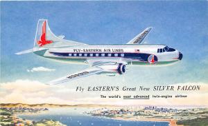 Silver Falcon Glenn Martin 4-0-4 Eastern Airlines Plane Aircraft postcard