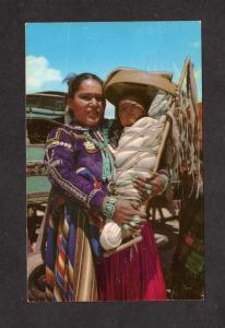 NM Navaho Indian Family Mother Baby Postmarked Albuquerque New Mexico Postcard