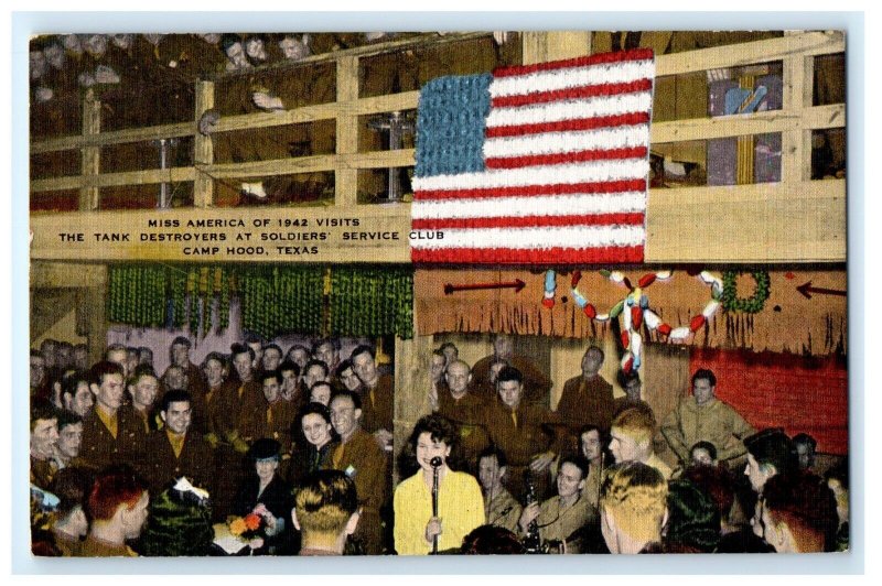 Miss America 1942 Visit Soldiers Club Camp Fort Hood Texas TX Postcard (GP12)