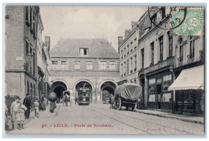 Lille Nord France Postcard Roubaix Gate Trolley Car Business Section 1906