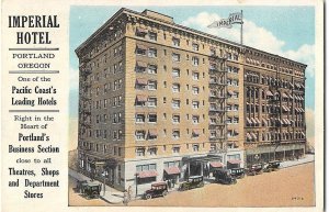 IMPERIAL HOTEL Portland, Oregon 1929 Vintage Postcard