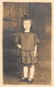 F9/ Columbus Ohio RPPC Postcard c1910 Pretty Girl Dress Bow