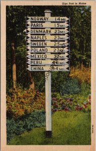 Sign Post in Maine Postcard PC275