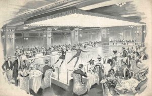 ICE SKATING COLLEGE INN HOTEL SHERMAN CHICAGO ILLINOIS POSTCARD (c. 1920s)