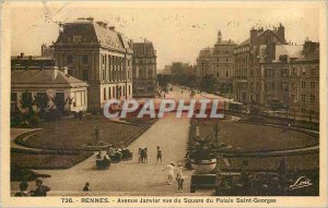 Old Postcard Rennes Avenue Janvier view of Palace Square Saint Georges