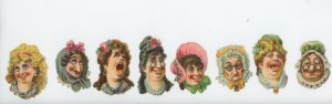 1880s Tuck Oddball Women's Heads Strange Face Victorian DIe Cut Trade Card x735E