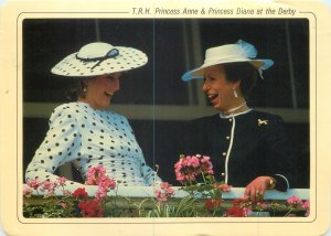 Royalty atypical 12x17cm postcard Princess Anne Princess Diana at the Derby