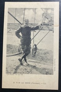 Mint France Real Picture Postcard Van Der Born On Farman Biplane 1910