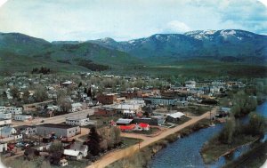 Steamboat Springs, Colorado CO ~ BIRD'S EYE VIEW Homes~Yampa River 1957 Postcard