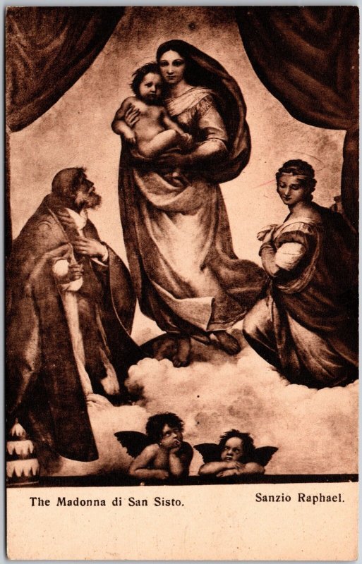 The Madonna Di San Sisto Sanzio Raphael Religious Portrait Postcard