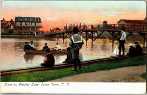 Waterfront Scene on Fletchere Lake, Ocean Grove NJ UDB Vintage Postcard S28
