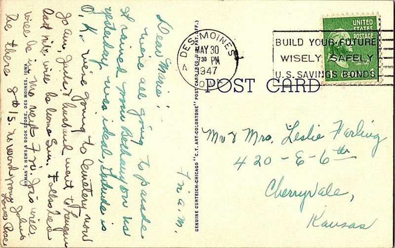 Library and Coliseum Des Moines Iowa Vintage Postcard Standard View Card 