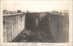 Panama Canal Guatan Lock c1910 Real Photo Postcard