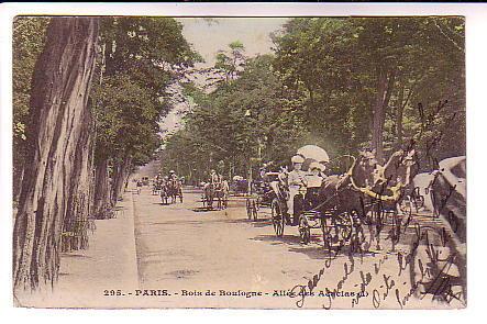 People, Horses Carriages Boulogne Paris France, Used 1906