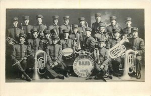 Postcard RPPC C-1910 Illinois Aledo farmers Brigade Brass Band IL24-929