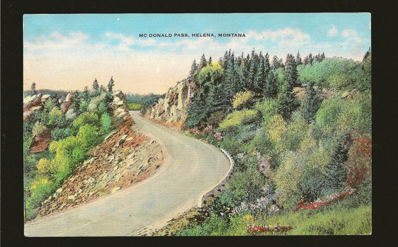 USA Postmark 1952 Great Falls Mont McDonald Pass Helena Montana Linen Postcard