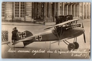 France Postcard Enemy Airplane Captured In The Rambervillers 1917 WW1 RPPC Photo