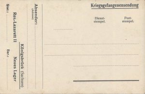 World War I (1914-1918) Königsbrück Saxony Prisoners of War consignment postcard 