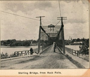 Sterling Bridge from Rock Falls Sterling Illinois c1905 Vintage Antique Postcard