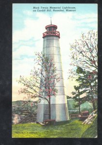 HANNIBAL MISSOURI MARK TWAIN MEMORIAL LIGHTHOUSE VINTAGE POSTCARD MO.