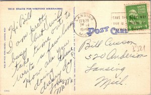 Lansing MI Michigan State Capitol Linen Postcard used 1948