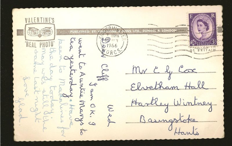 Postmark 1966 Kidderminster Worcs Habberley Valley Valentines Photo Postcard