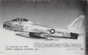 Non Postcard Backing - US Marines FJ2 Fury North American Aviation, Inc Unused 