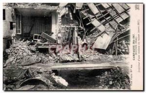 Postcard Old Country Noyon Interior of a ruined house Militaria