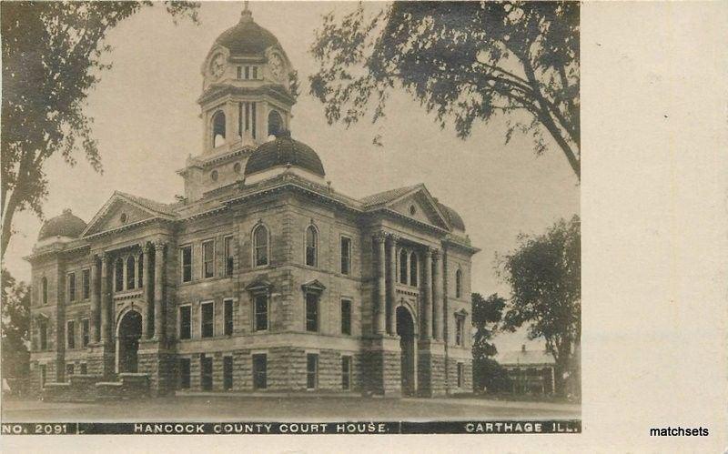 C-1910 Hancock County Courthouse RPPC Real photo Carthage Illinois 12846