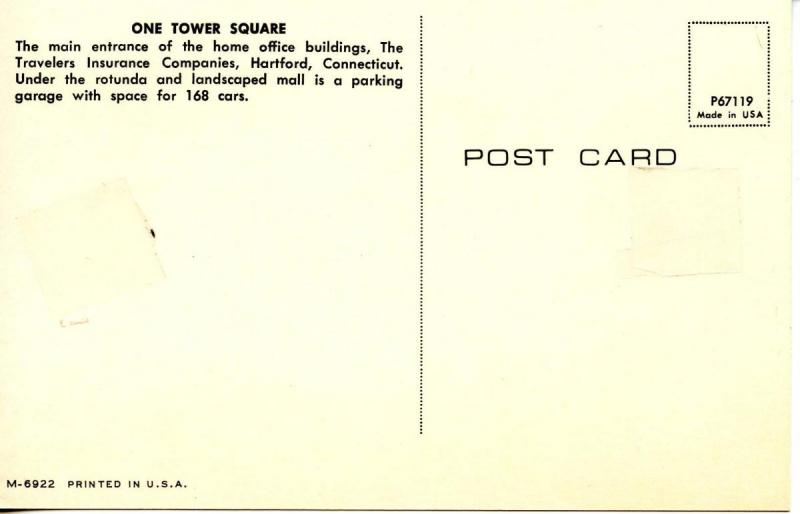 CT - Hartford, OneTower Square, Main Enrance to Home Office of Travelers Insu...