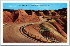 Highway Thru Badlands National Monument South Dakota SD Rocky Plain Postcard