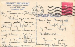 Parkway Restaurant Mansfield, Ohio OH Postcard