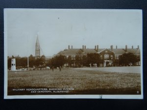 Hampshire ALDERSHOT Military HQ showing Church & Cenotaph c1929 RP Postcard