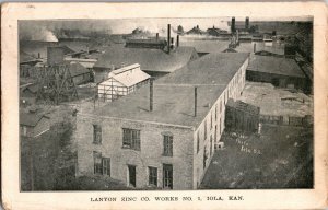 Aerial View, Lanyon Zinc Co. Works No. 1, Iola KS c1912 Vintage Postcard M47