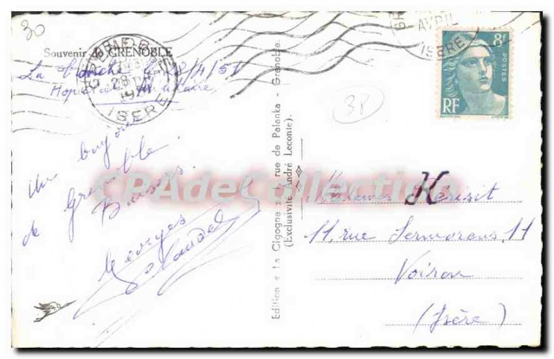 Old Postcard Souvenir From Grenoble