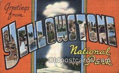 Yellowstone National Park USA Large Letter Town Vintage Postcard Old Post Car...