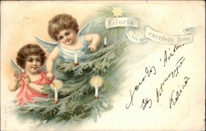 Christmas Art Nouveau Children Angels Gloria in Excelsius Deo c1910 Postcard