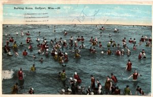 Circa 1920 Pc, Postmarked 1933,Bathing Scene, Gulfport, Mississippi Postcard