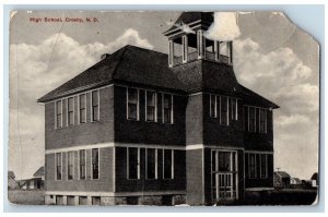 Crosby North Dakota Postcard High School Exterior Building 1917 Vintage Antique