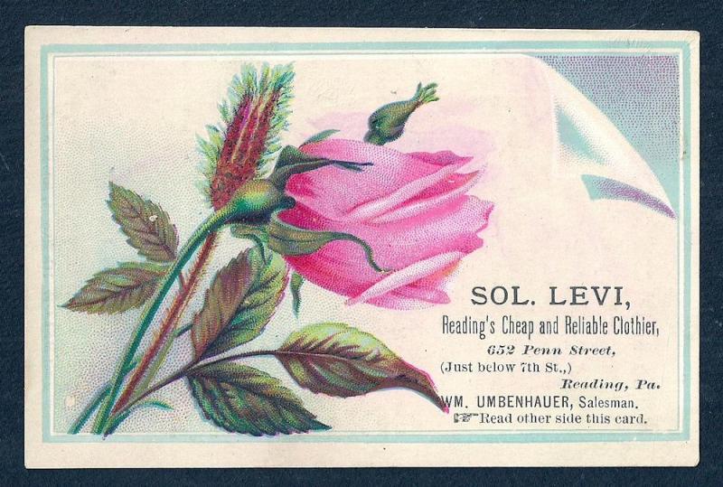 VICTORIAN TRADE CARD Sol Levi Cheap Reliable Clothier