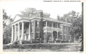 Natchez Mississippi Homewood, Home Of J.W. Kaiser, Vintage Postcard U14019