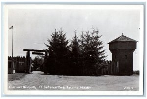 Tacoma Washington WA Postcard RPPC Photo Old Fort Nisqually Pt. Defiance Park