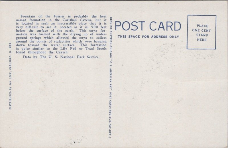 USA Carlsbad Cavern New Mexico Fountain of the Fairies Lower Cave Linen C002