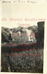 SD, Pine Ridge, South Dakota, RPPC, People Camping