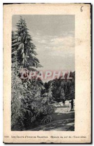 Postcard Old Winter Sports Skiers runner in the neck of the Emeindras