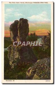 Old Postcard US The Twin Sister Rocks Mississippi Palisades State Park