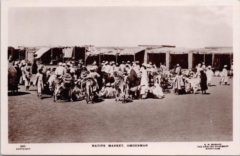 Native Market Omdurman Sudan Africa GN Morhig Real Photo Postcard E34 