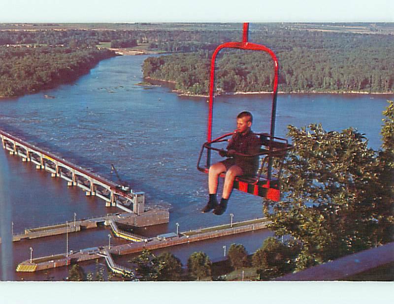 Unused Pre-1980 SKYLIFT CHAIR OVER DAM & LOCK Clarksville Missouri MO v5292