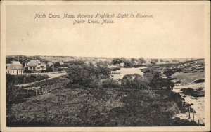 North Truro Cape Cod MA Highland Lighthouse in Distance c1910  Postcard