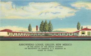 Linen Roadside Advertising Postcard Arrowhead Lodge Motel Gallup NM Route 66